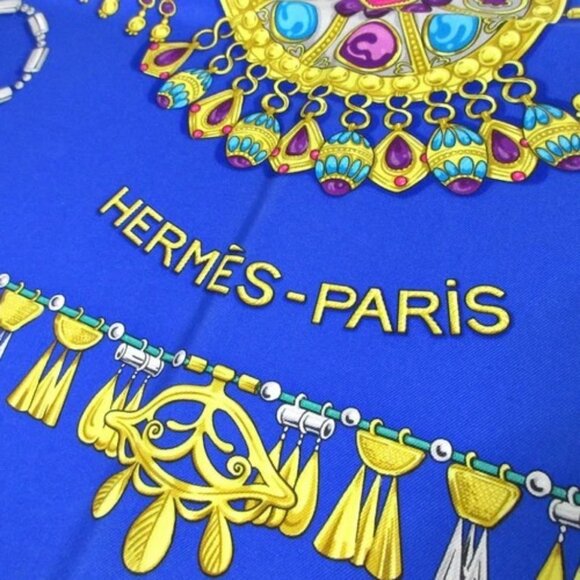 HERMES Carre 90 - Blue Yellow Multi Scarf